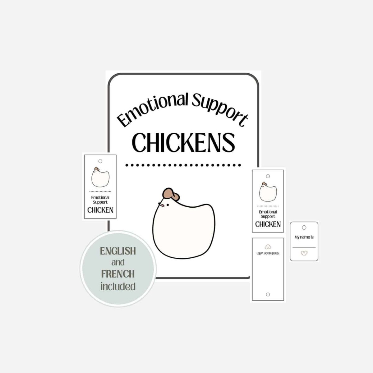 Emotional Support Mabel Chicken™ Kit Printable PDF (ENGLISH and FRENCH)