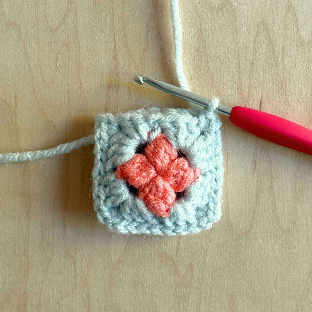 Last step of the squares being closed and ready for the strap.