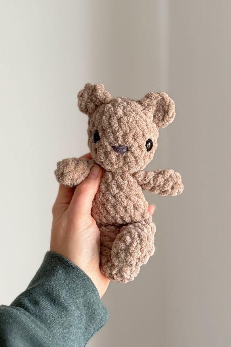 Baby Crochet Bear in a hand.