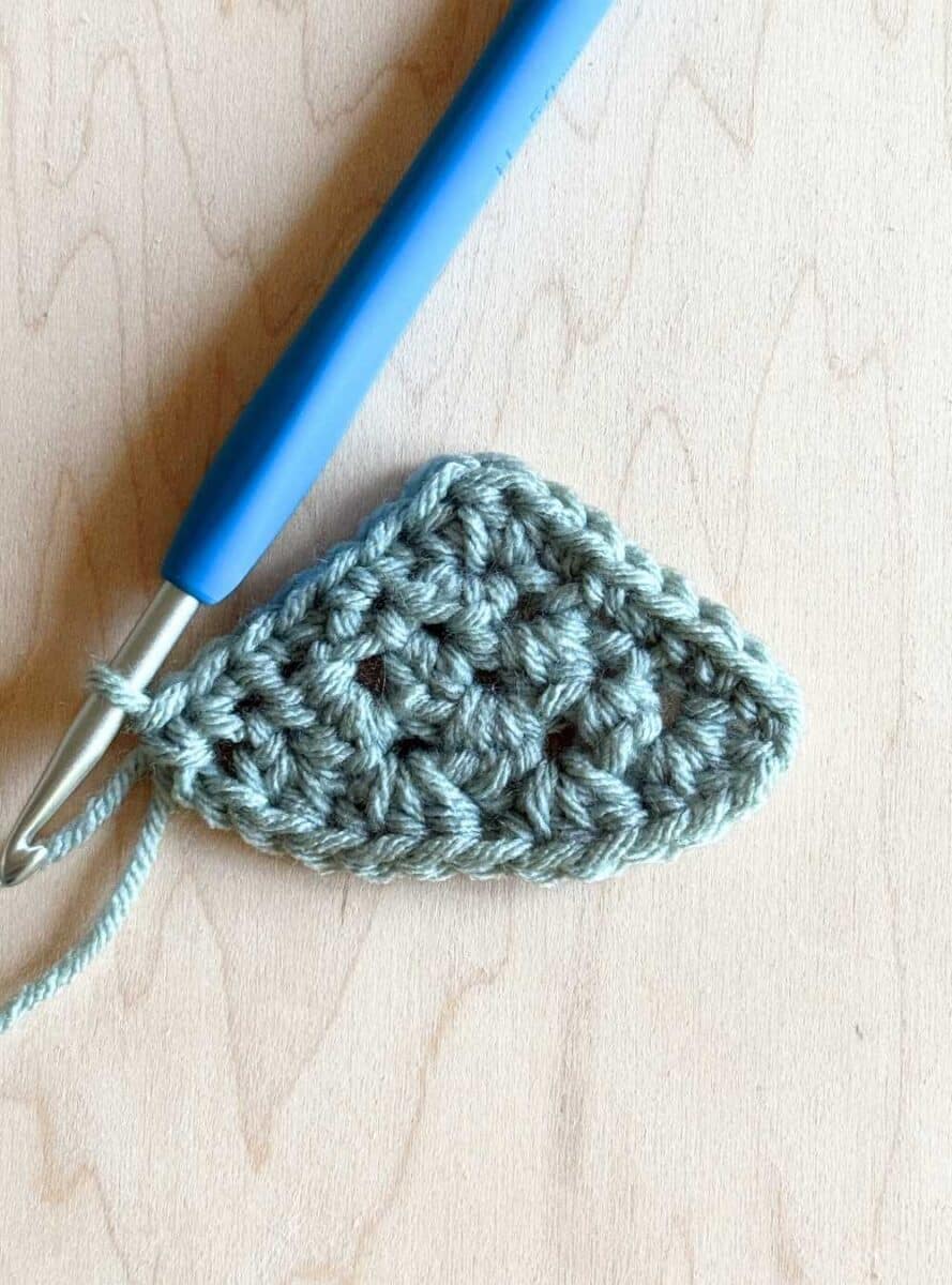 Last process photo for adding a finishing edge to the neckerchief pattern. Showing both sides completed.