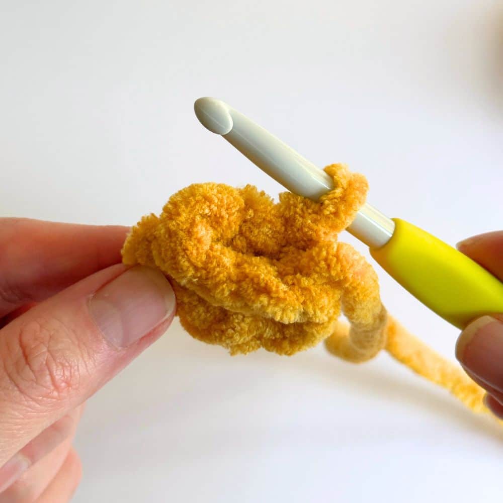 Process photo of completed round on the foot.