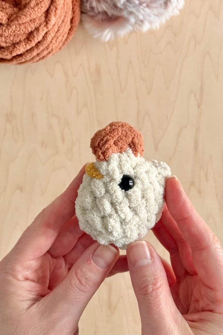 Mini chicken with blanket yarn comb completed.