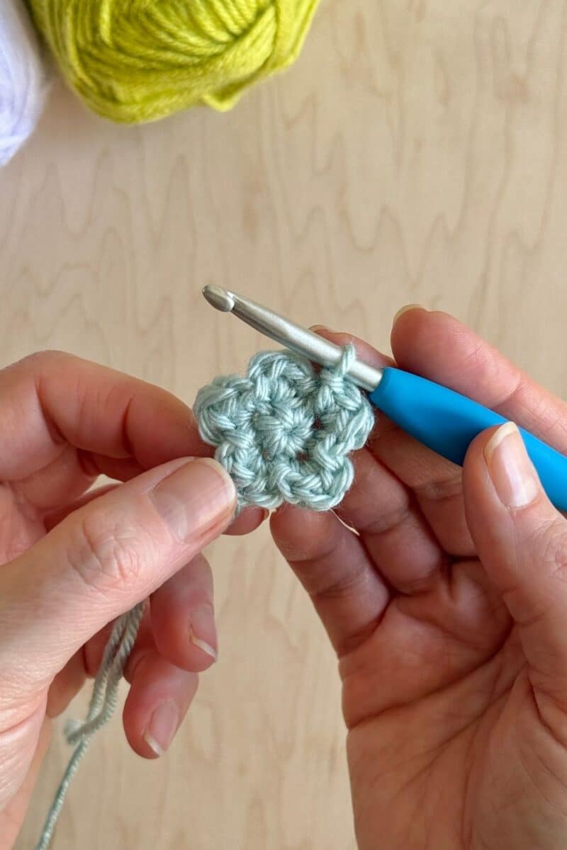 Finished crochet blower base, completed.