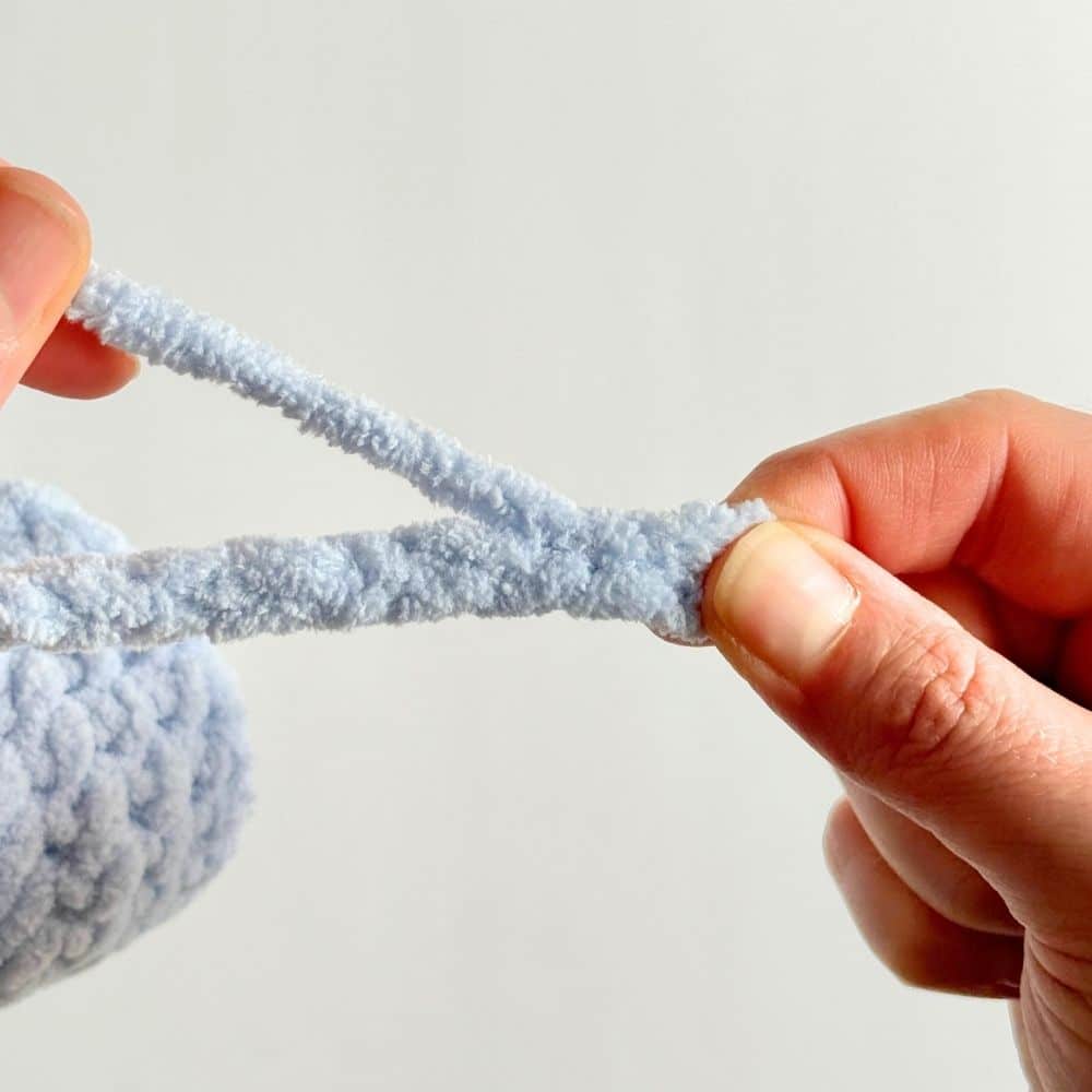 Second step for finishing off ties.