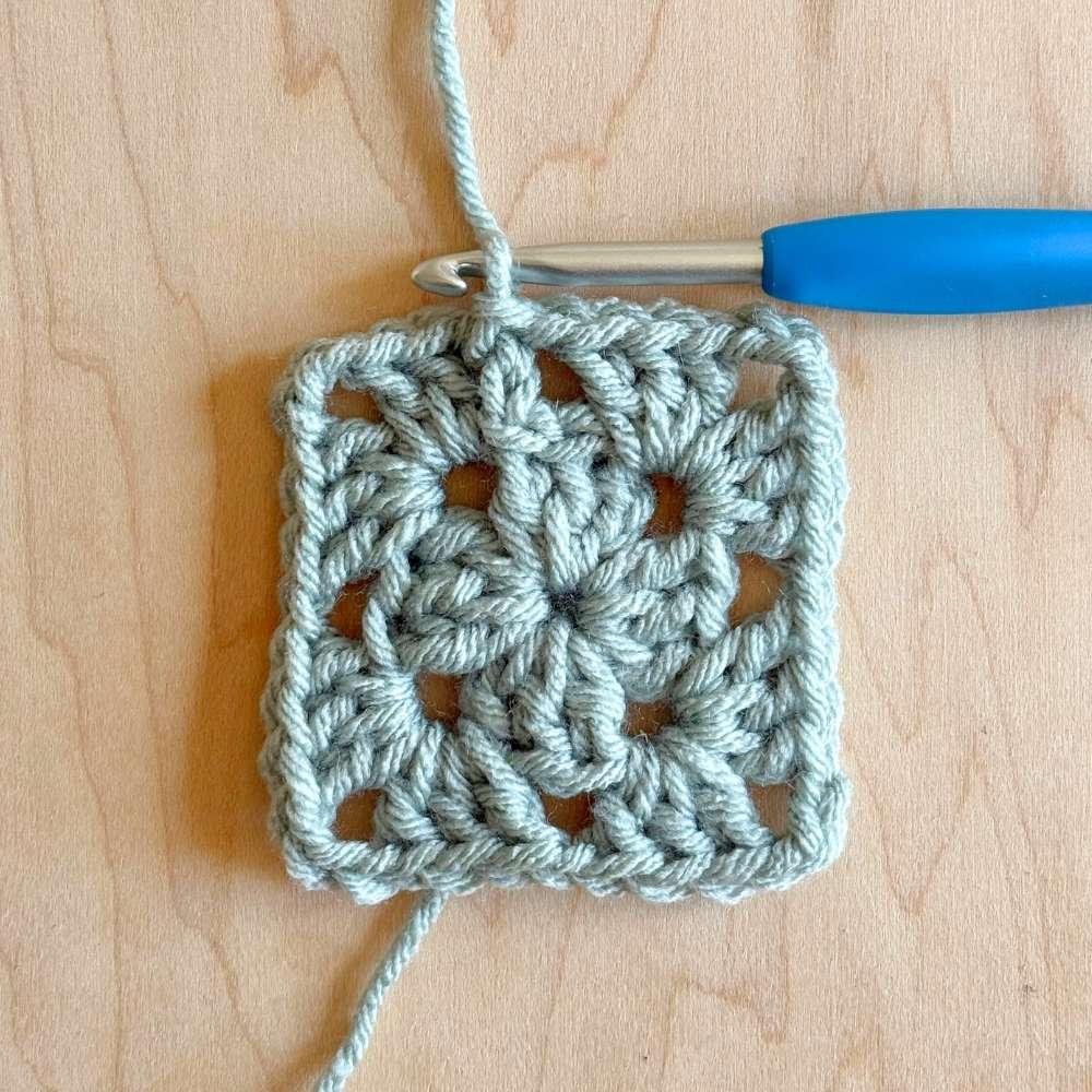 Process photo of 2nd round of blanket before color change.