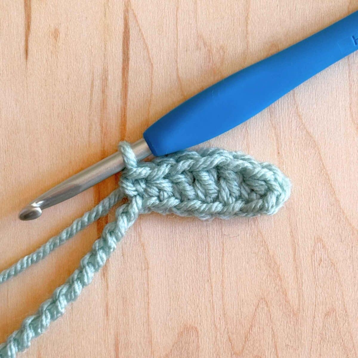Partially finished crochet headband.
