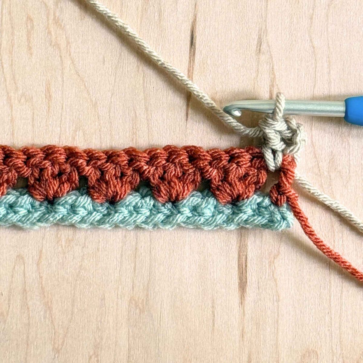 The next step of row 3 of the hat pattern.